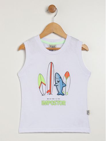 Camiseta Regata Infantil Para Menino - BRANCO