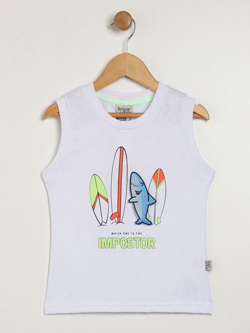 Camiseta Regata Infantil Para Menino - BRANCO