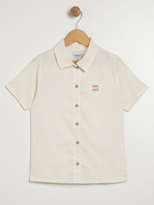 Camisa Manga Curta Infantil Para Menino - OFF WHITE