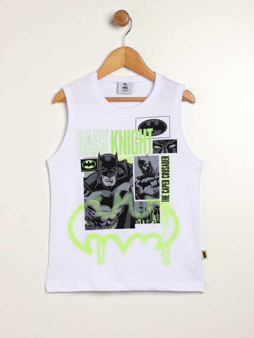 Camiseta Regata Batman Infantil Para Menino - BRANCO