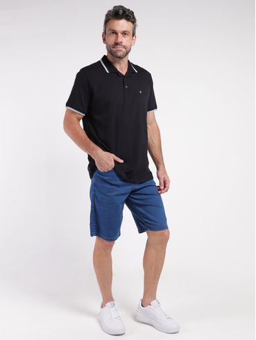 Polo Manga Curta Masculina PRETO