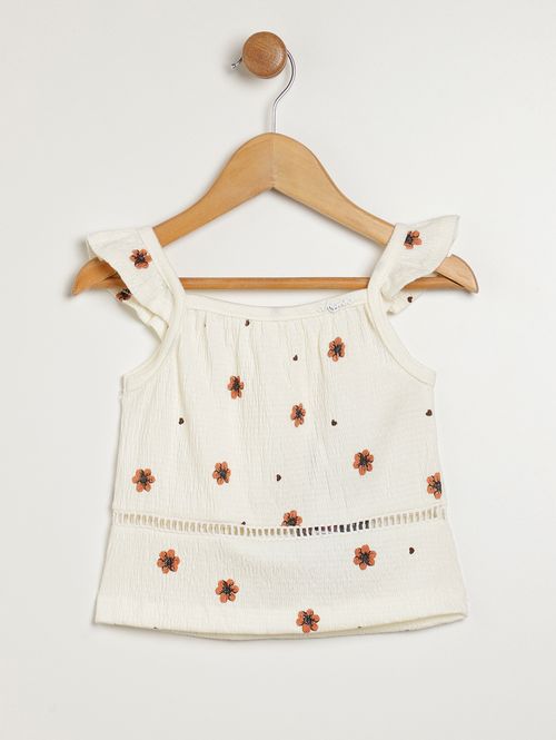 Blusa Regata Infantil Para Menina - OFF WHITE