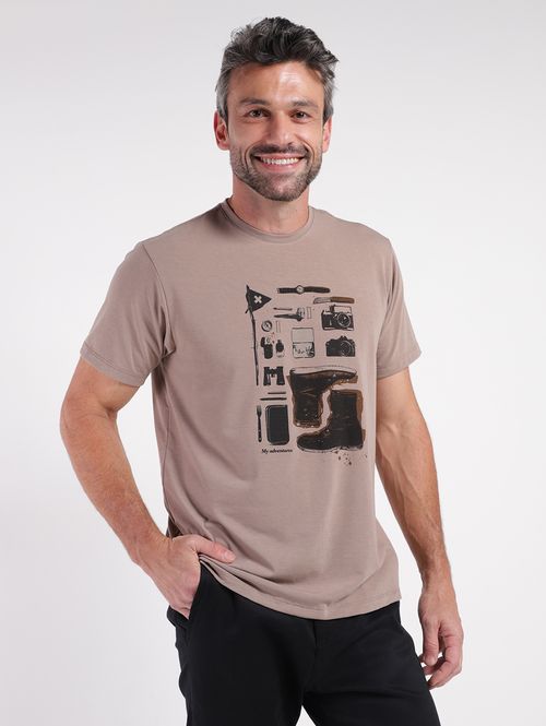 Camiseta Manga Curta Eletrón Masculina CAQUI