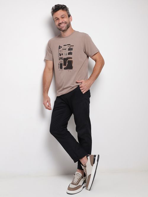 Camiseta Manga Curta Eletrón Masculina CAQUI