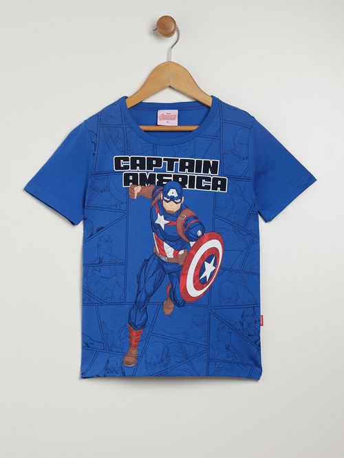 Camiseta Manga Curta Avengers Infantil Para Menino AZUL