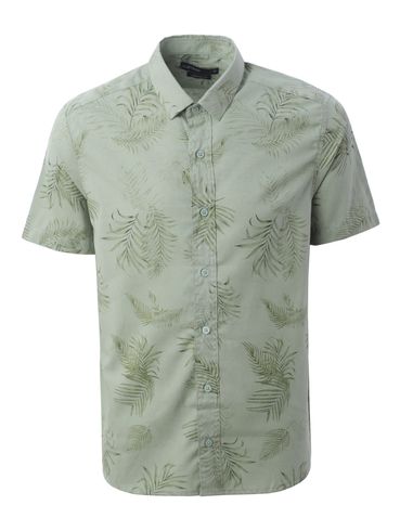 Camisa Slim Fit Manga Curta Eletrón Masculina VERDE