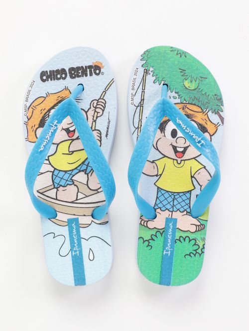 Chinelo Chico Bento Ipanema Infantil Para Menino - AZUL CLARO/VERDE