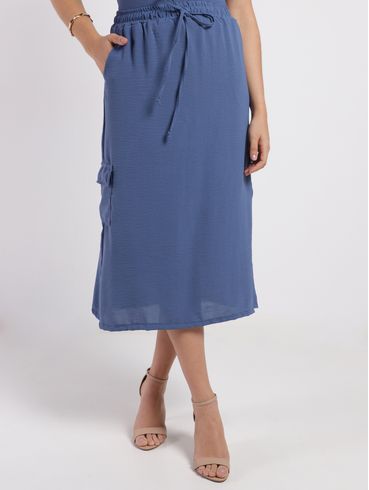 Saia Crepe Feminina AZUL