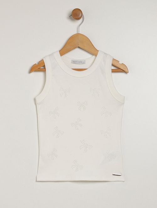 Blusa Manga Curta Infantil Para Menina - OFF WHITE