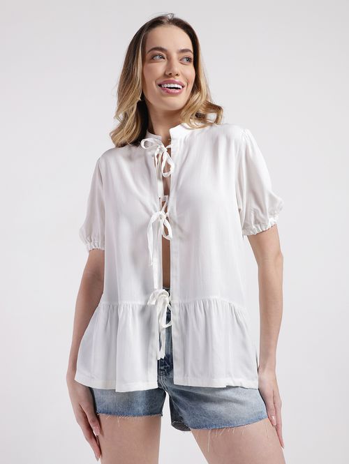 Blusa Manga Curta Feminina OFF WHITE