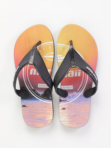 Chinelo Tropical Graphics Mormaii Masculino PRETO/LARANJA