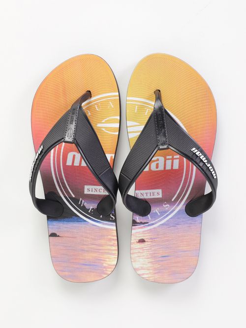 Chinelo Tropical Graphics Mormaii Masculino PRETO/LARANJA