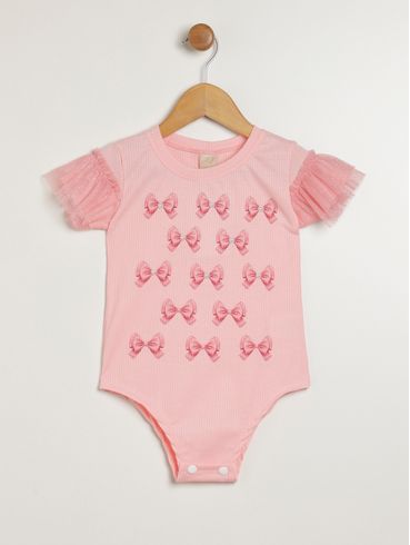 Body Canelado Infantil Para Menina - ROSA