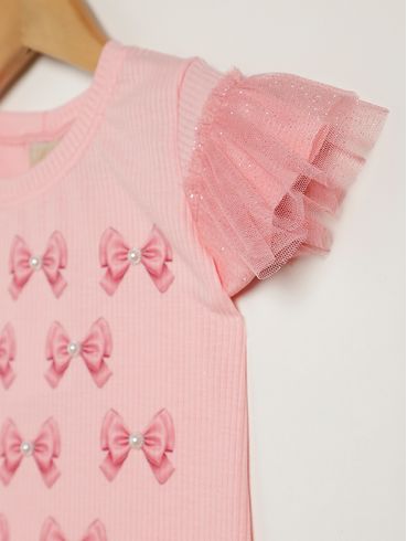 Body Canelado Infantil Para Menina - ROSA