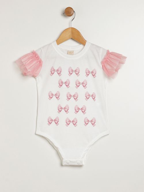 Body Canelado Infantil Para Menina - OFF WHITE