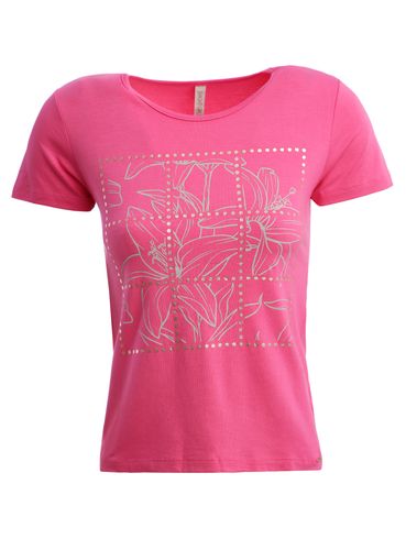 Blusa Estampada Manga Curta Feminina PINK