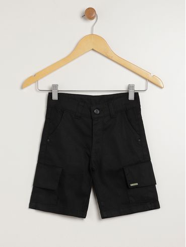 Bermuda Sarja Cargo Infantil Para Menino - PRETO