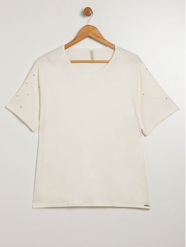 Blusa Manga Curta Plus Size Feminina OFF WHITE