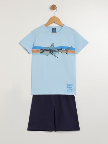 Conjunto Curto Infantil Para Menino - AZUL