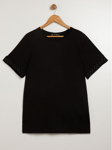 Blusa Manga Curta Plus Size Feminina PRETO
