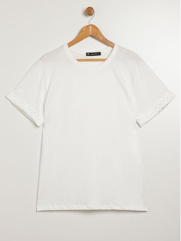 Blusa Manga Curta Plus Size Feminina OFF WHITE