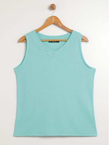 Blusa Sem Manga Plus Size Feminina AZUL CLARO