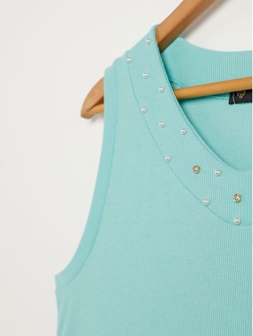 Blusa Sem Manga Plus Size Feminina AZUL CLARO