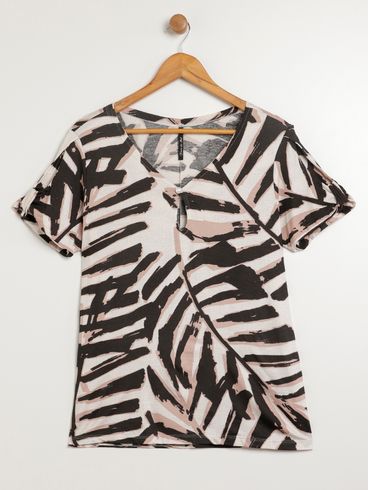 Blusa Manga Curta Plus Size Feminina PRETO