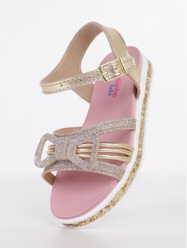 Sandália Molekinha Infantil Para Bebê Menina - DOURADO/ROSA CLARO