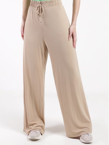 Calça Malha Crepe Pantalona Cativa Feminina BEGE