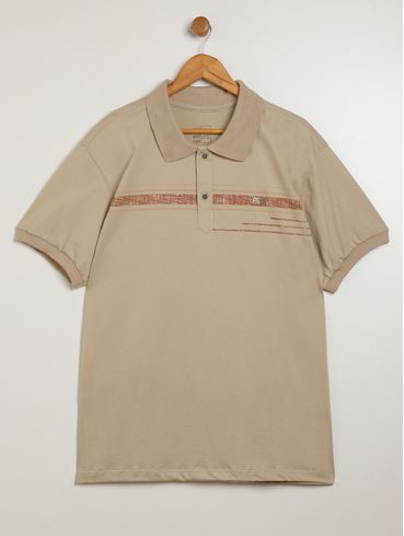 Polo Manga Curta Plus Size Masculina BEGE