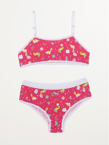 Conjunto Lingerie Sem Bojo Juvenil Para Menina - PINK