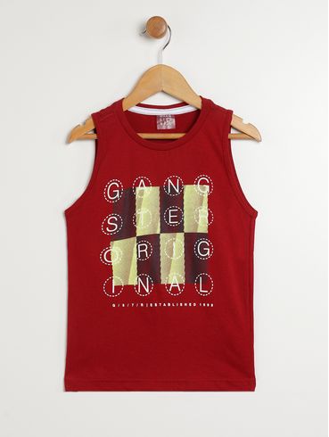 Camiseta Regata Gangster Infantil Para Menino - VINHO