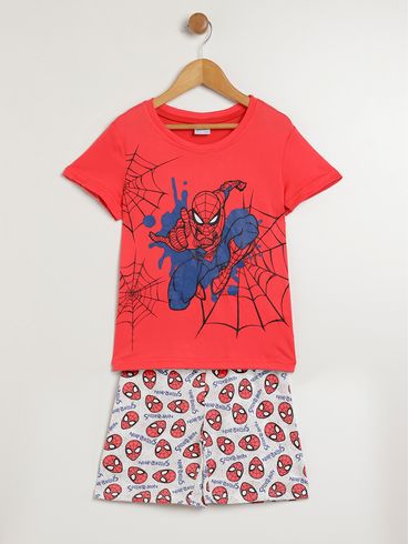 Pijama Curto Homem Aranha Infantil Para Menino - VERMELHO