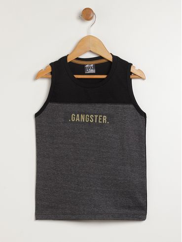 Camiseta Regata Gangster Infantil Para Menino - PRETO