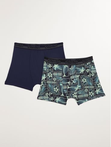 Kit com 02 Cuecas Boxer Juvenil Para Menino - MARINHO