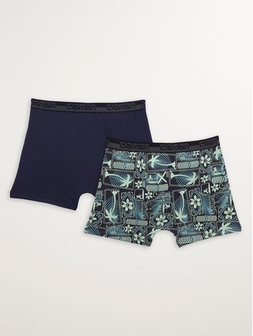 Kit com 02 Cuecas Boxer Juvenil Para Menino - MARINHO