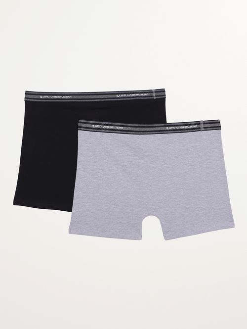 Kit com 02 Cuecas Boxer Lupo Masculinas Mescla/ Preto/Preto