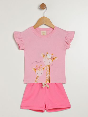 Conjunto Curto Infantil Para Bebê - ROSA