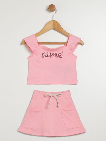 Conjunto Curto Infantil Para Menina - ROSA