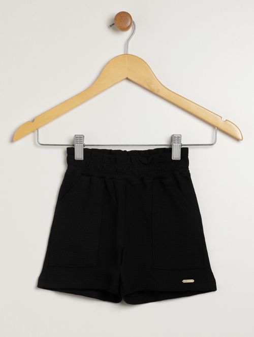 Short Clochard Moletinho Infantil Para Menina - PRETO