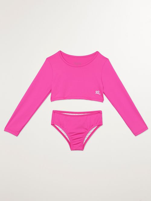 Biquíni Cropped Infantil Para Menina - ROSA