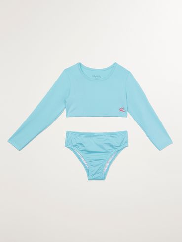 Biquíni Cropped Infantil Para Menina - AZUL