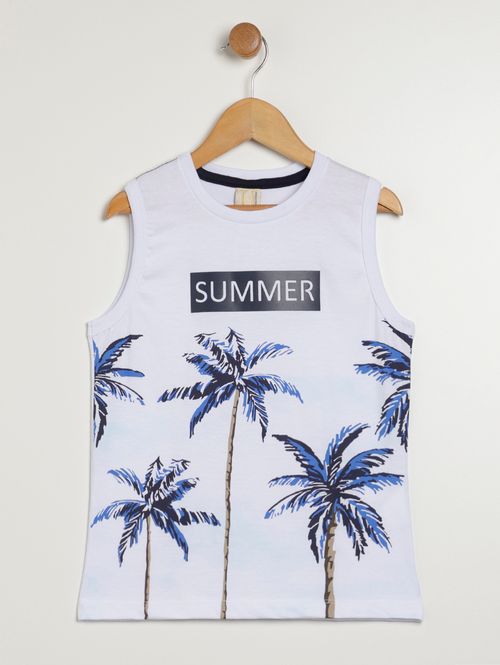 Camiseta Regata Infantil Para Menino - BRANCO