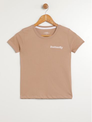 Blusa Manga Curta Juvenil Para Menina - BEGE