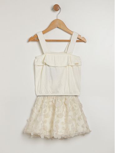 Conjunto Curto Infantil Para Menina - OFF WHITE
