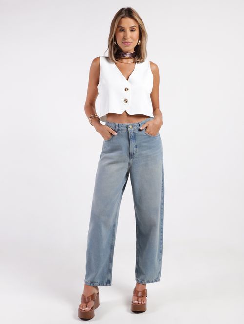 Calça Jeans Barrel Autentique Feminina AZUL CLARO