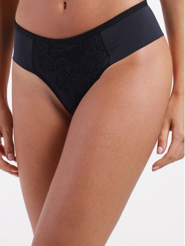 Calcinha Alta com Renda Feminina PRETO