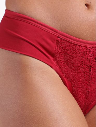 Calcinha Alta com Renda Feminina VERMELHO