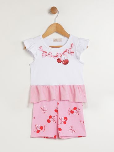 Conjunto Curto Flik Infantil Para Menina - ROSA CLARO